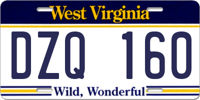 WV license plate DZQ160