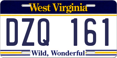 WV license plate DZQ161