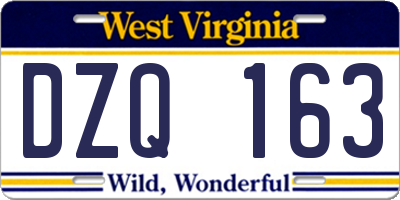 WV license plate DZQ163