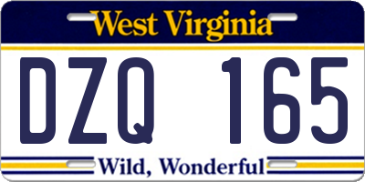WV license plate DZQ165