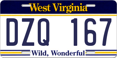 WV license plate DZQ167