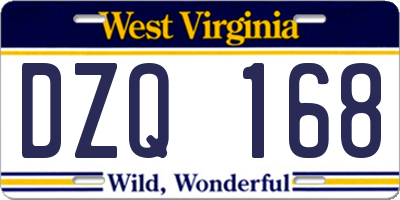 WV license plate DZQ168