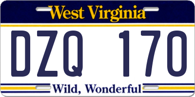 WV license plate DZQ170