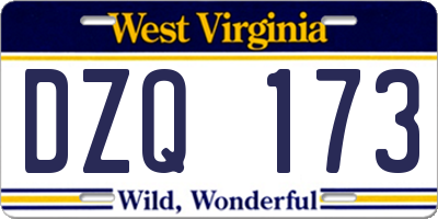 WV license plate DZQ173