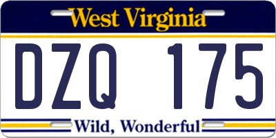 WV license plate DZQ175