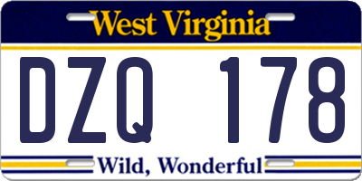 WV license plate DZQ178