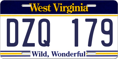 WV license plate DZQ179