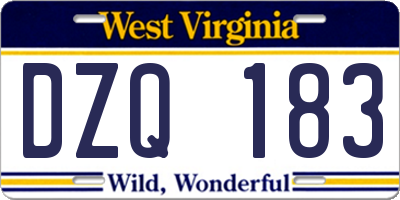 WV license plate DZQ183