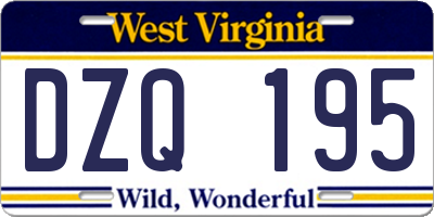 WV license plate DZQ195