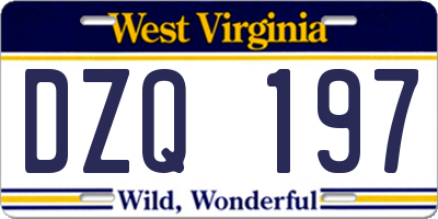 WV license plate DZQ197