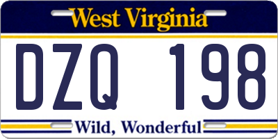 WV license plate DZQ198