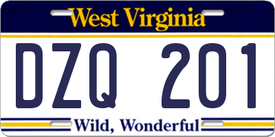 WV license plate DZQ201