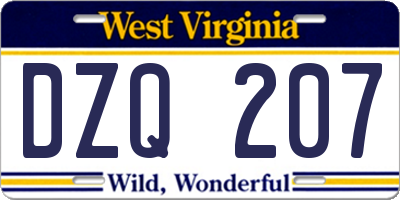 WV license plate DZQ207