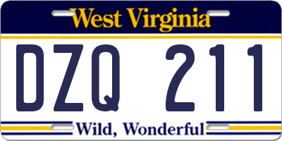 WV license plate DZQ211