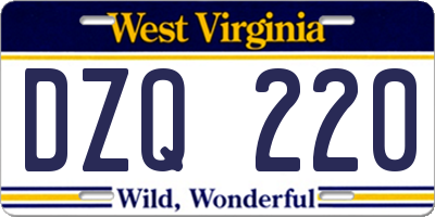 WV license plate DZQ220