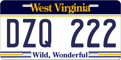 WV license plate DZQ222