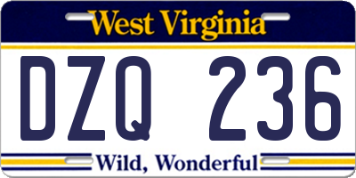 WV license plate DZQ236