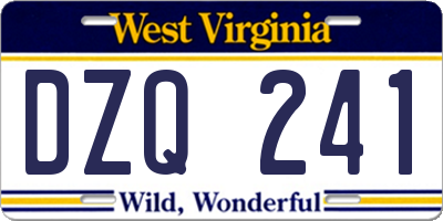 WV license plate DZQ241