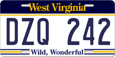 WV license plate DZQ242