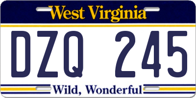 WV license plate DZQ245