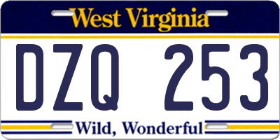 WV license plate DZQ253