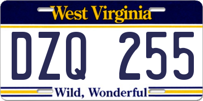 WV license plate DZQ255
