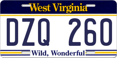 WV license plate DZQ260