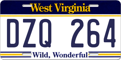 WV license plate DZQ264