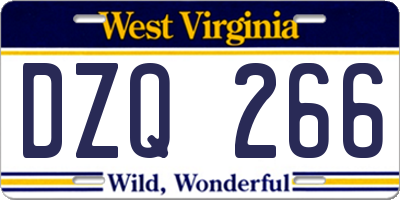 WV license plate DZQ266