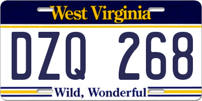 WV license plate DZQ268