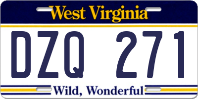 WV license plate DZQ271