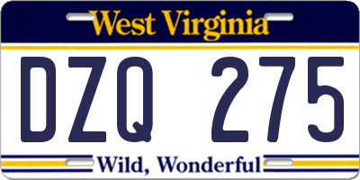 WV license plate DZQ275