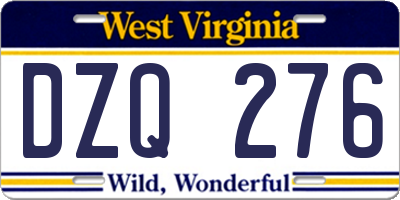 WV license plate DZQ276