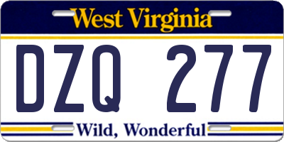 WV license plate DZQ277