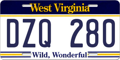 WV license plate DZQ280