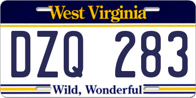 WV license plate DZQ283