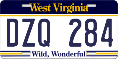 WV license plate DZQ284