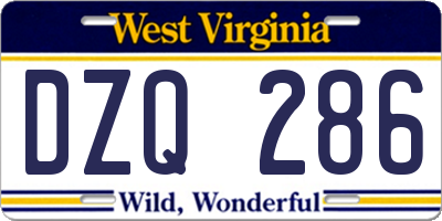 WV license plate DZQ286