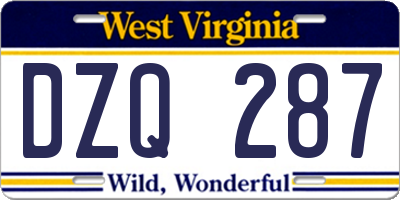 WV license plate DZQ287