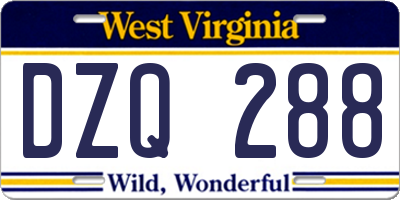 WV license plate DZQ288