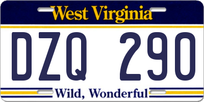 WV license plate DZQ290