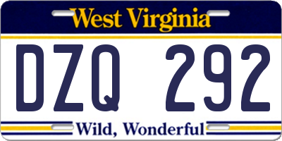 WV license plate DZQ292