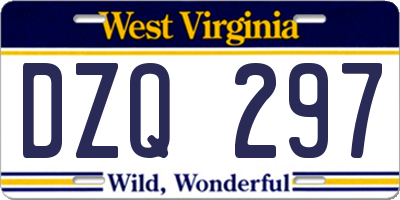 WV license plate DZQ297