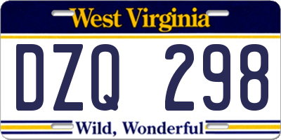 WV license plate DZQ298