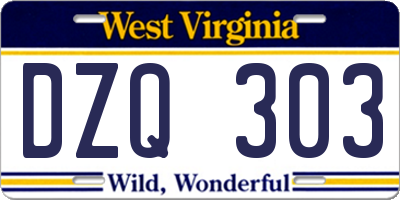 WV license plate DZQ303