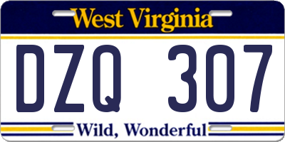 WV license plate DZQ307