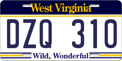 WV license plate DZQ310