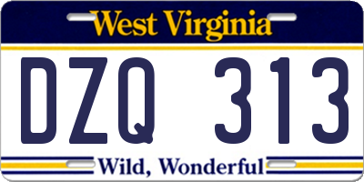 WV license plate DZQ313