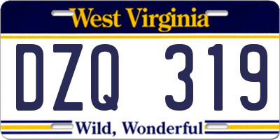 WV license plate DZQ319