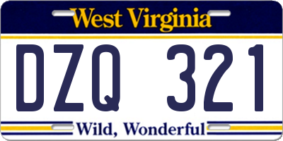 WV license plate DZQ321